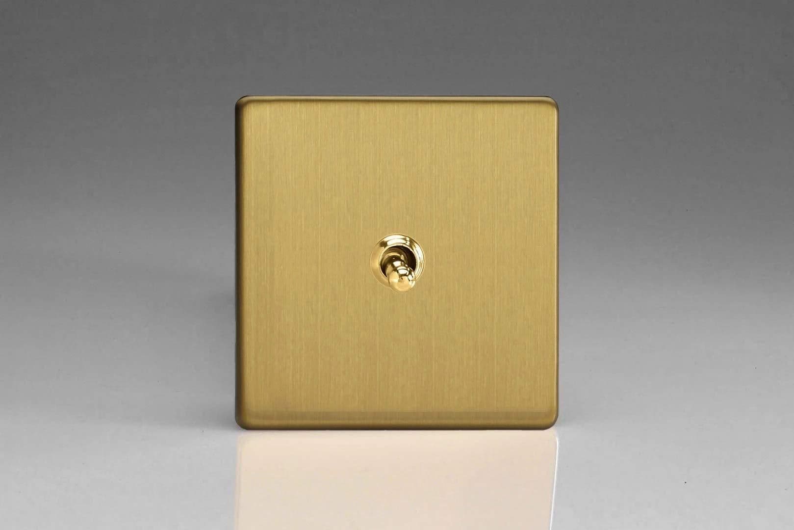 1 Gang 1 or 2W Classic Toggle Switch Dimension Screwless Brushed Brass XDBT1S