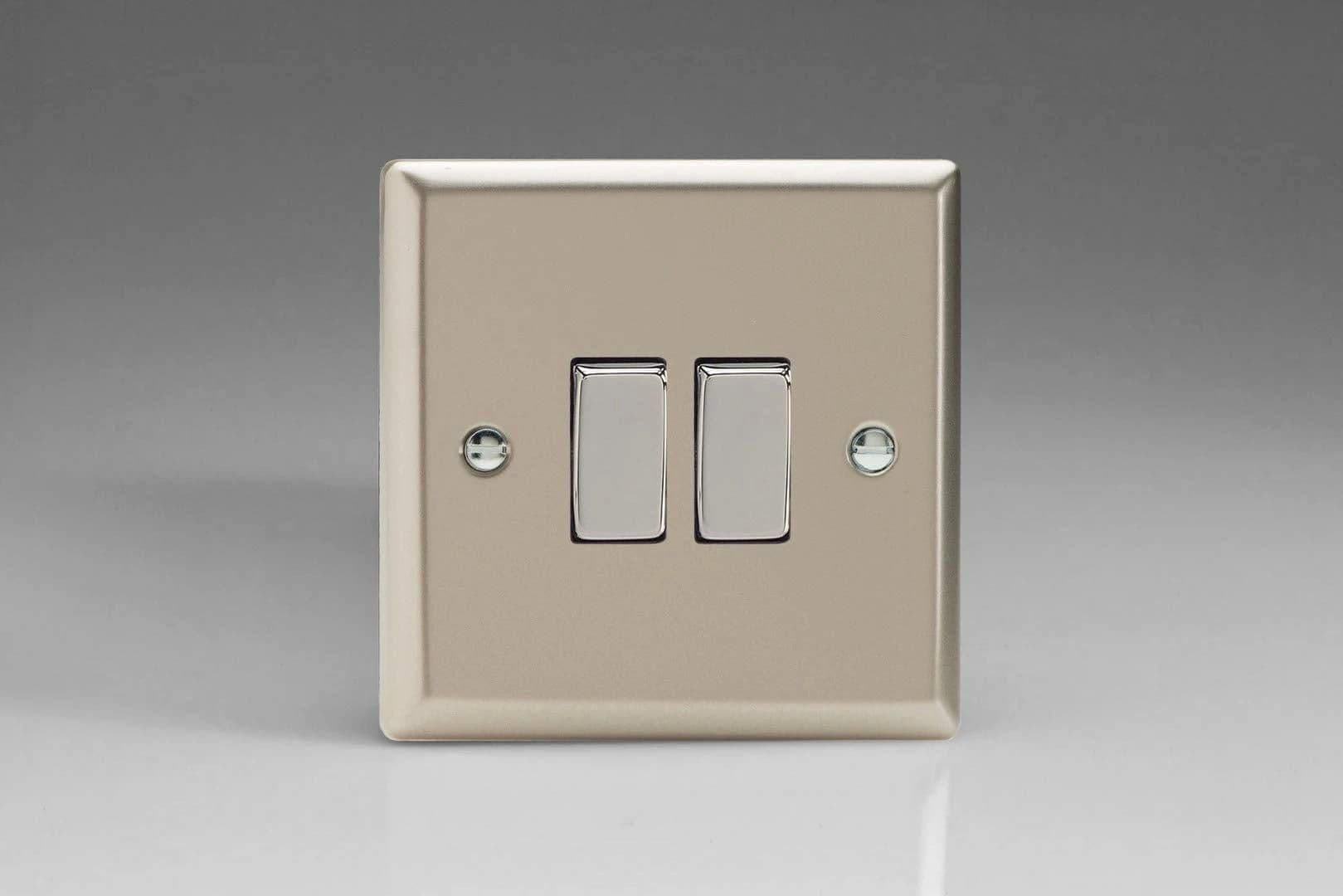 XN2D Rocker Switches 2 Gang Satin Chrome