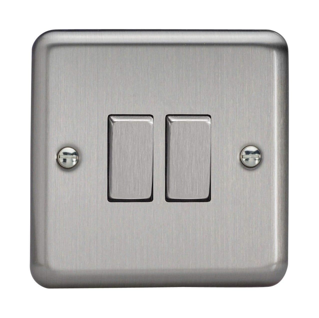 XS2D Rocker Switches 2 Gang Steel