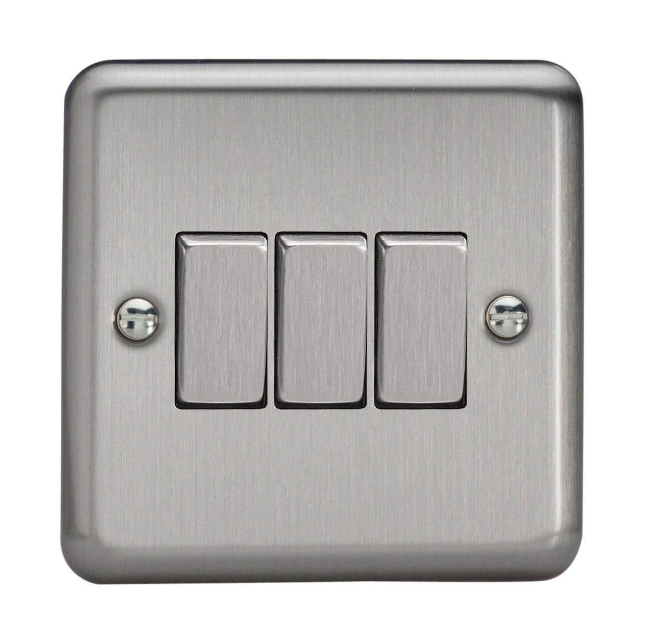 XS3D Rocker Switches 3 Gang Steel