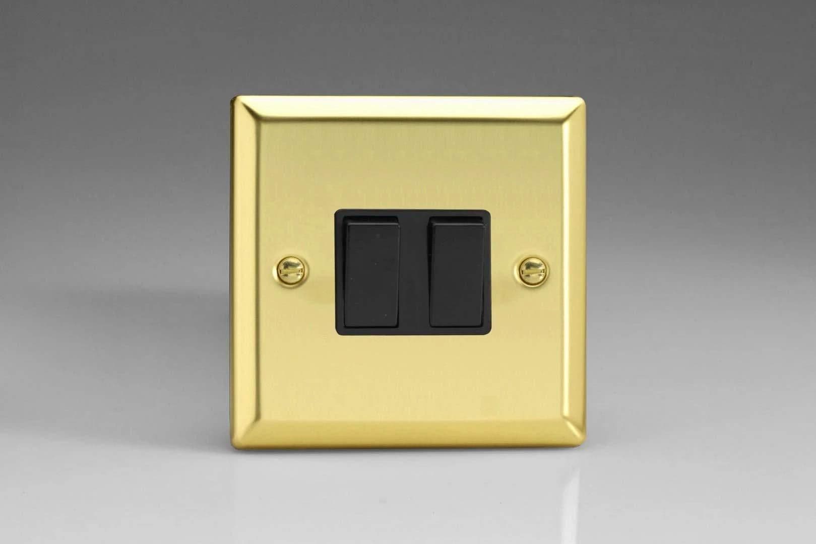 XV2B Rocker Switches 2 Gang Victorian Brass