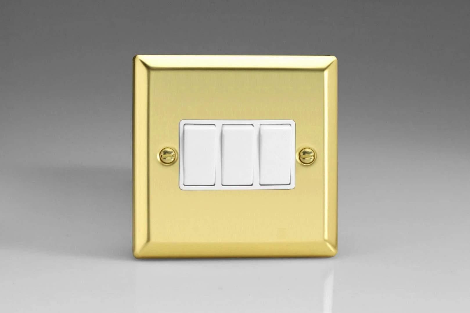 XV3W Rocker Switches 3 Gang Victorian Brass