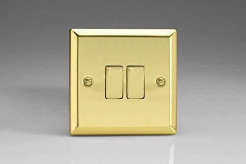 XV2D Rocker Switches Chrome 2 Gang Victorian Brass