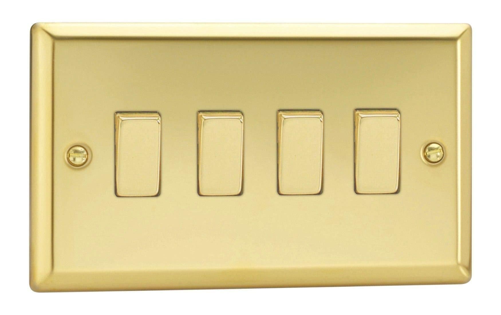 XV9D Rocker Switches 4 Gang Victorian Brass Brass