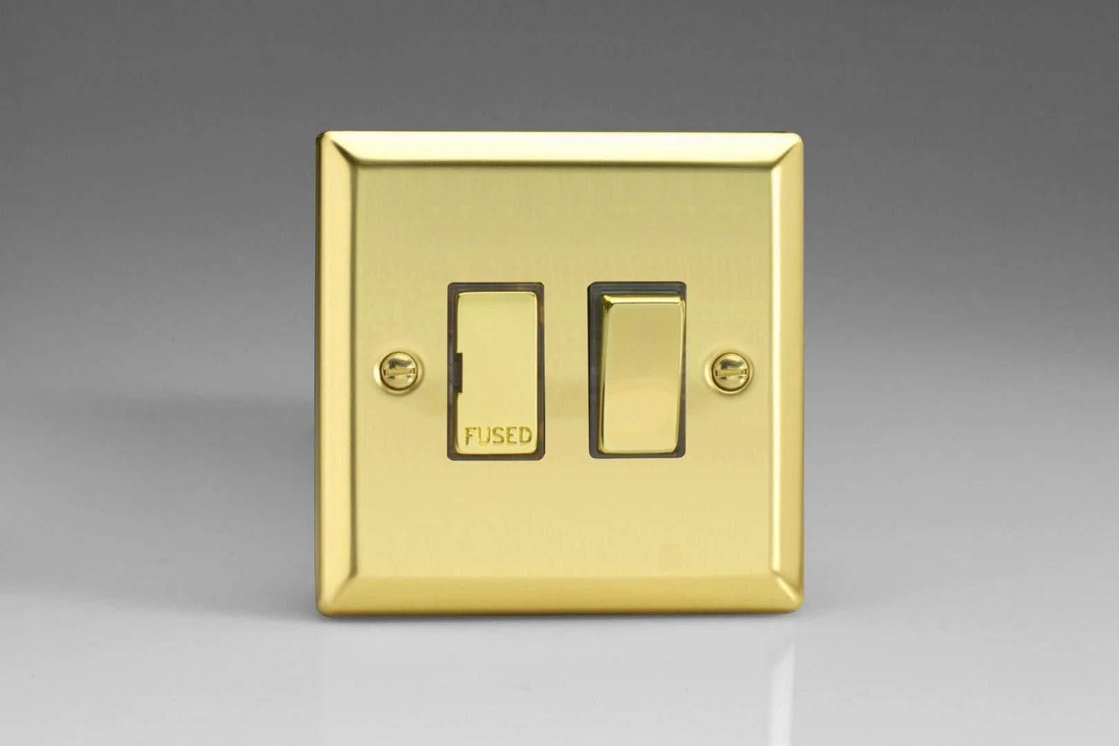 1 Gang Switched Fused Spur Victorian Brass XV6D
