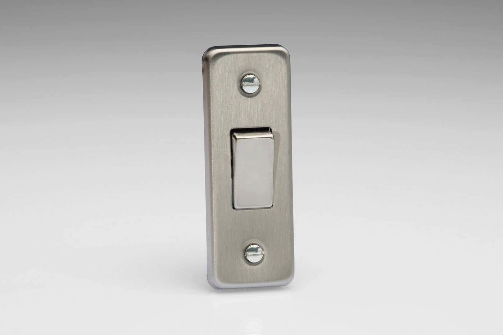 1 Gang 10 Amp 1 or 2 Way Rocker Architrave Switch Matt Chrome 87x32x25mm