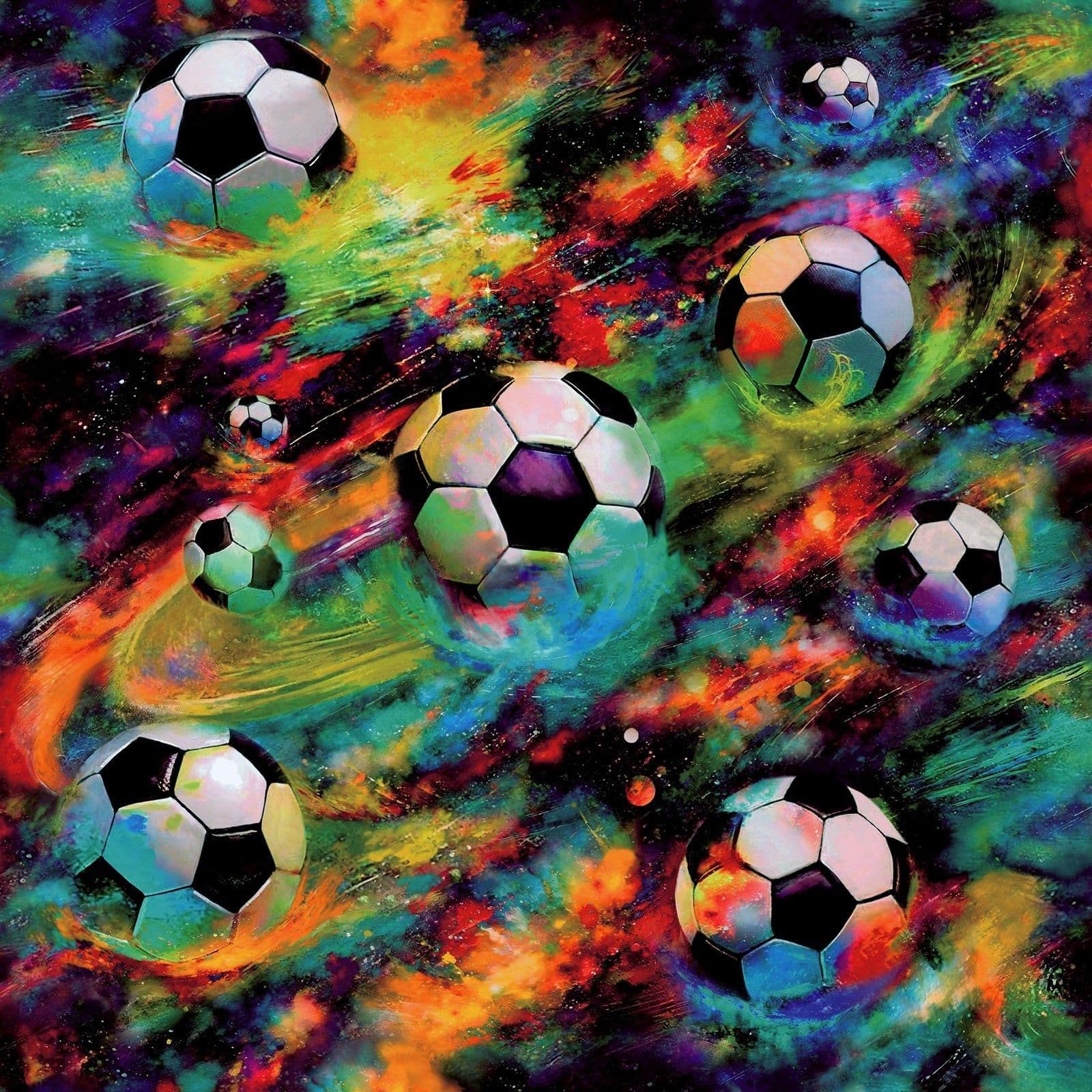 Football Galaxy Space Soccer Ball Nursery Bedroom Wallpaper