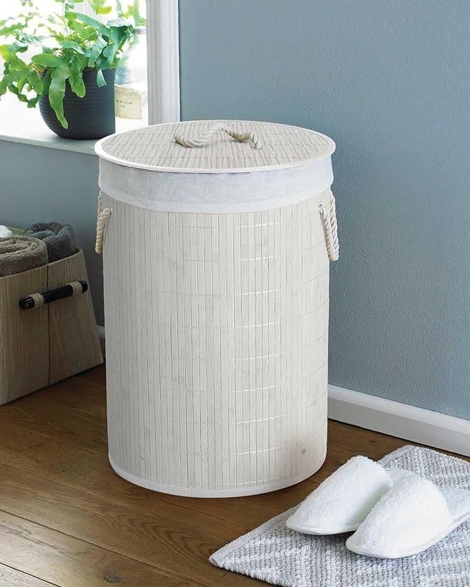 Round Bamboo Laundry Hamper