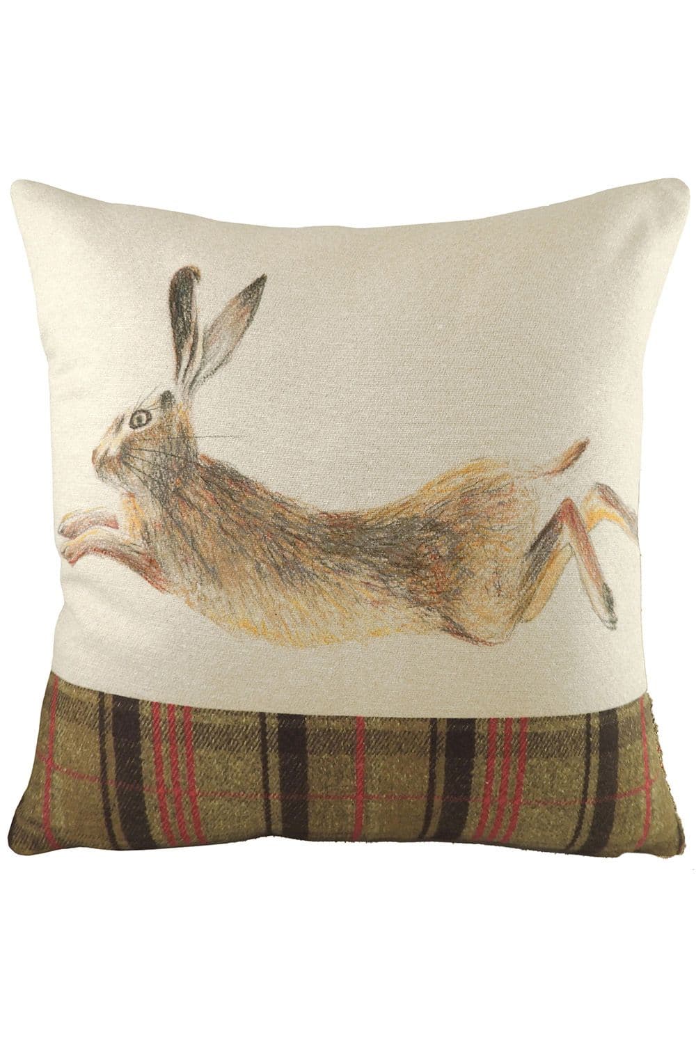 Hunter Leaping Hare Hand-Painted Watercolour Printed Cushion