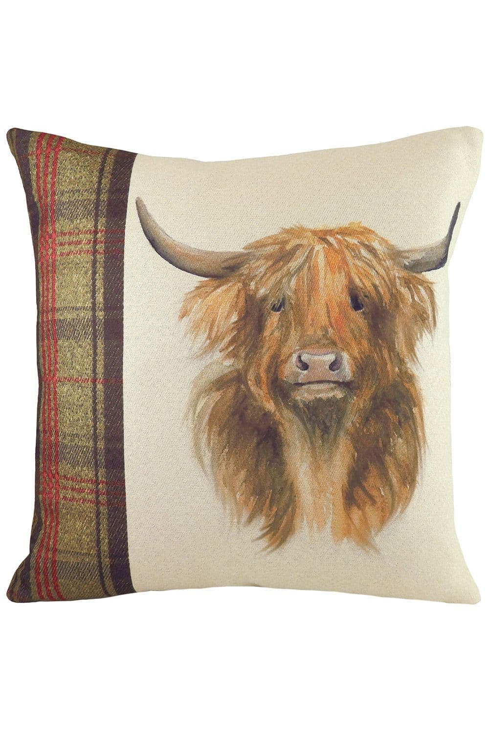 Hunter Highland Cow Hand-Painted Watercolour Printed Cushion