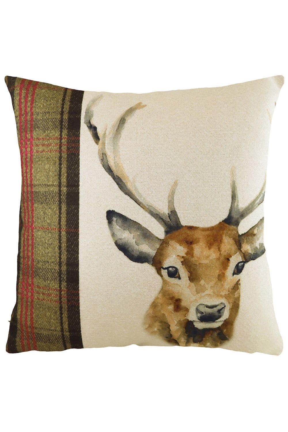 Hunter Stag Hand-Painted Watercolour Printed Cushion
