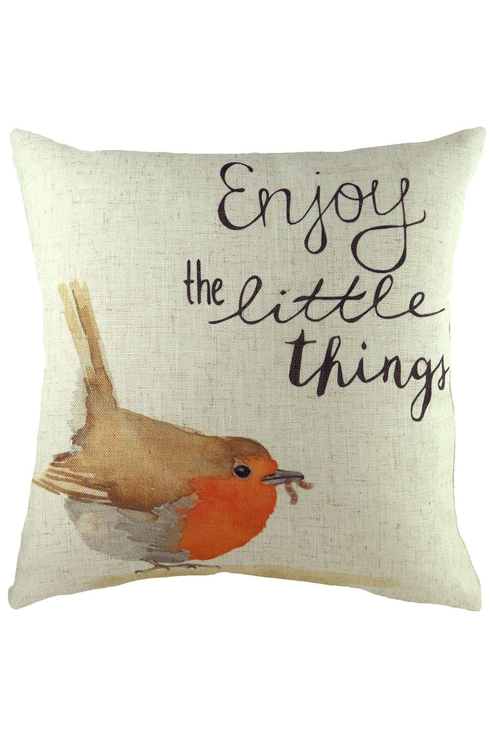 Robin Hand-Painted Watercolour Repeat Printed Cushion