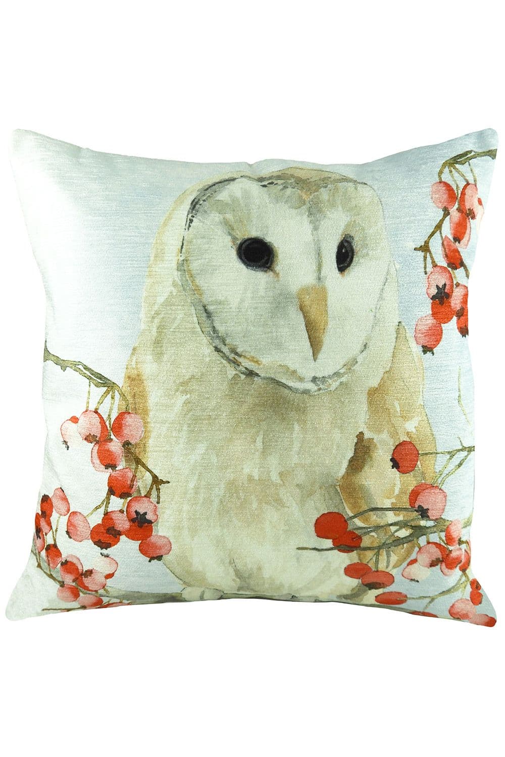 Xmas Owls Hand-Painted Watercolour Printed Cushion
