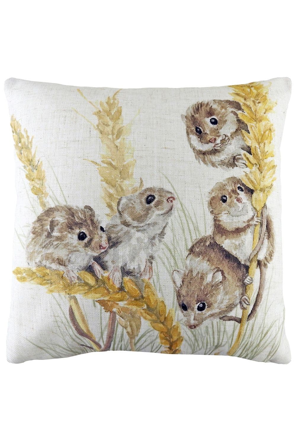 Woodland Field Mice Water Colour Hand-Painted Cushion