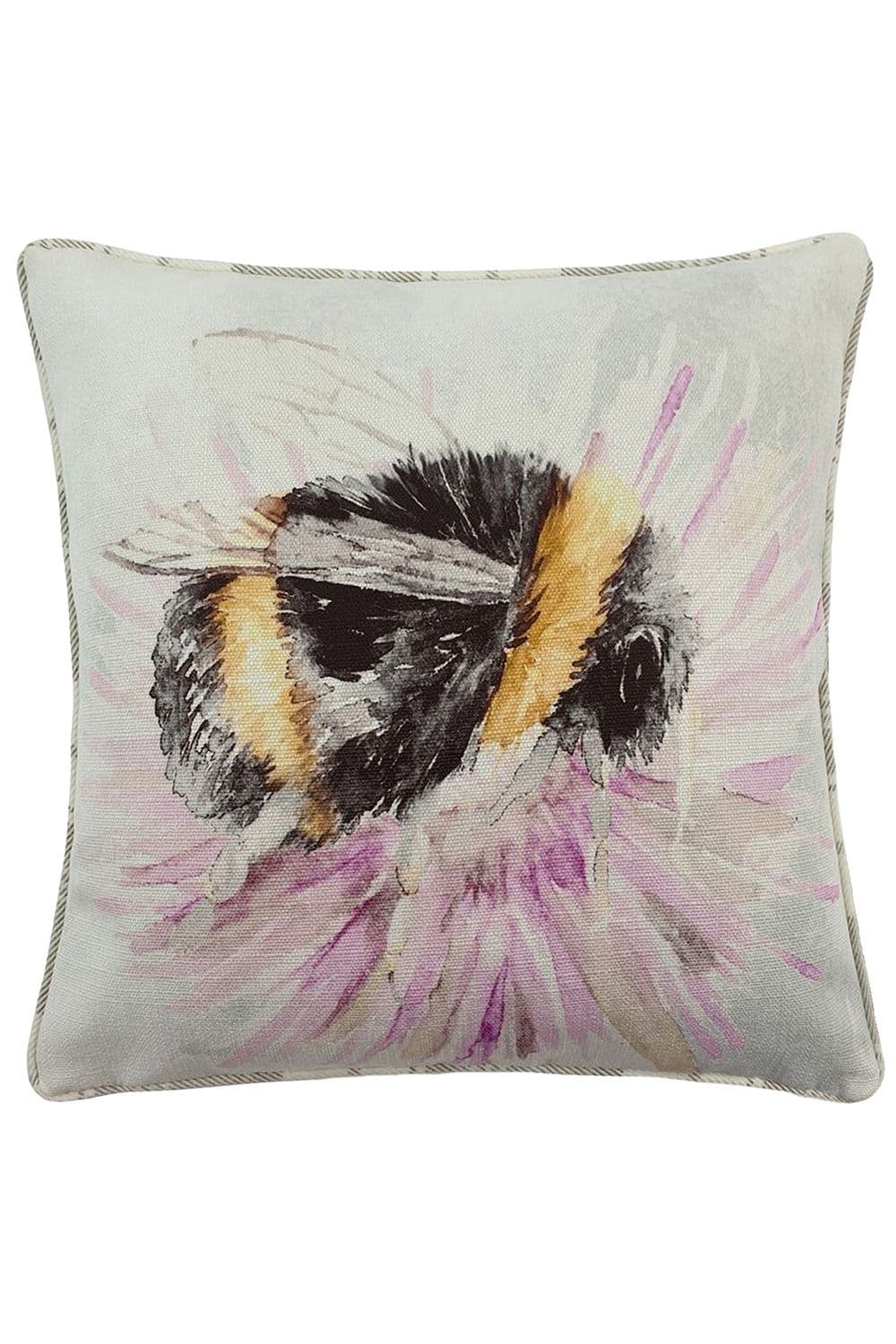 Watercolour Bee Hand-Painted Piped Cushion