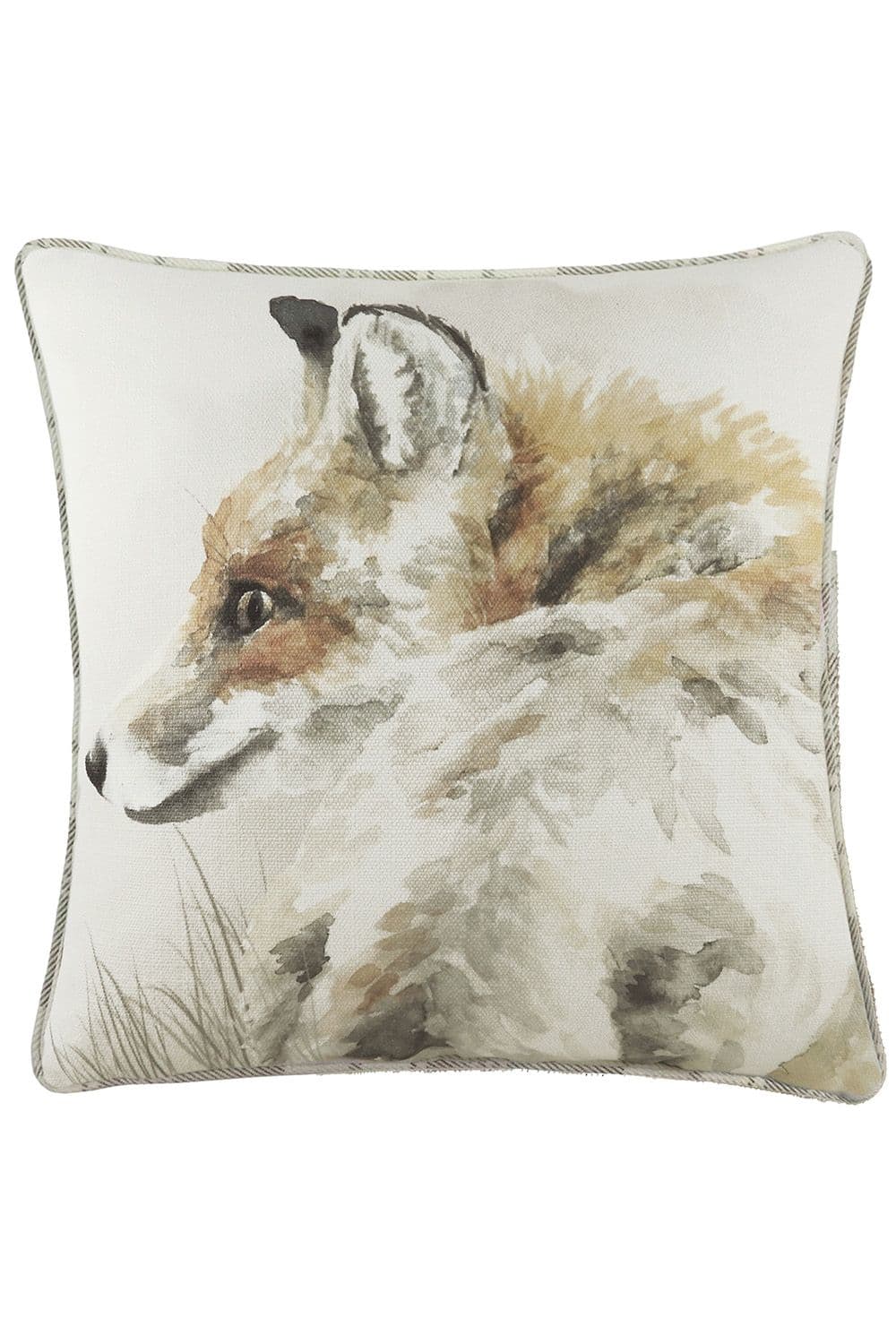 Watercolour Fox Hand-Painted Piped Cushion