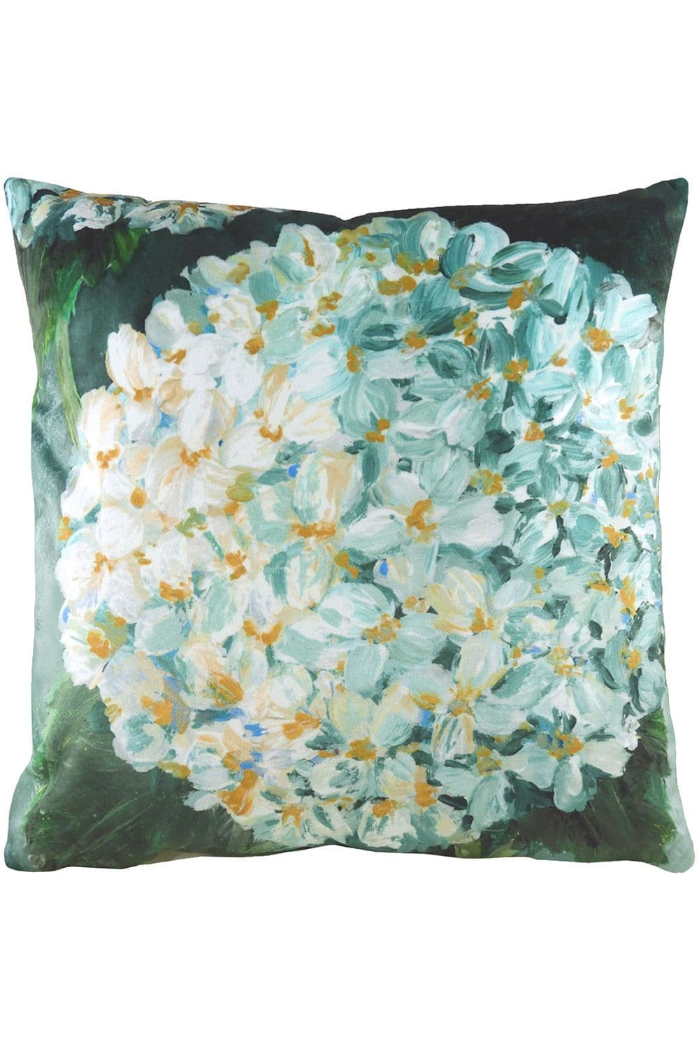 Winter Florals Hydrangea Hand-Painted Printed Cushion