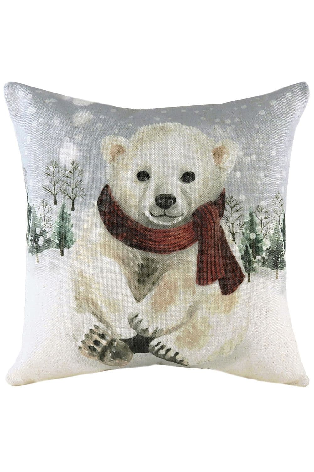 Snowy Polar Bear Hand-Painted Watercolour Printed Cushion