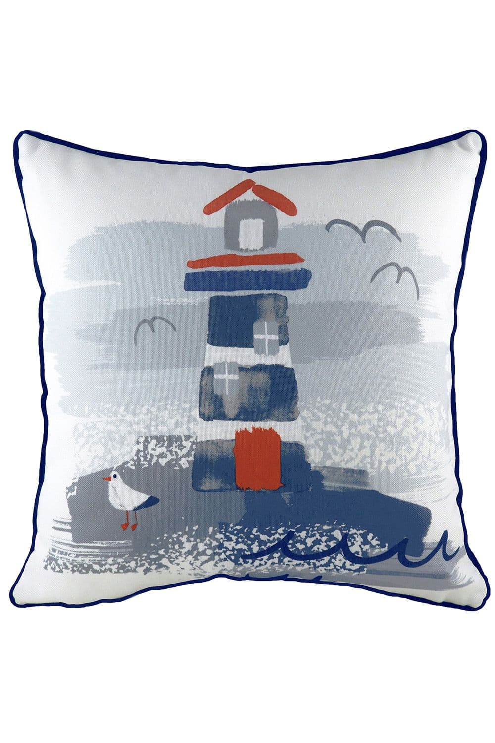 Nautical Lighthouse Hand-Painted Watercolour Printed Cushion
