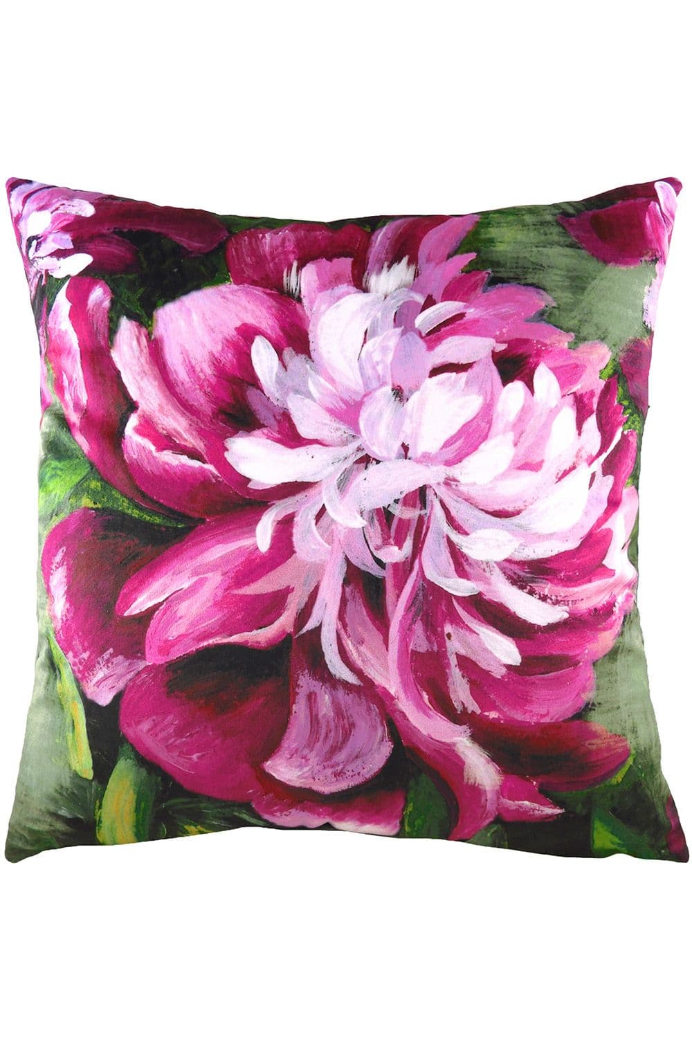 Winter Flowers Peony Hand-Painted Watercolour Cushion