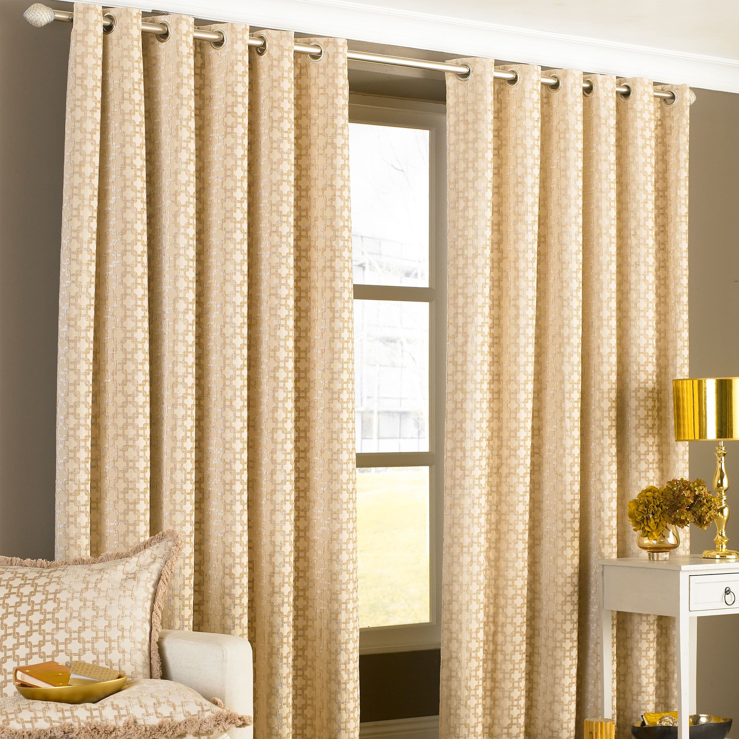 Belmont Geometric Jacquard Eyelet Curtains