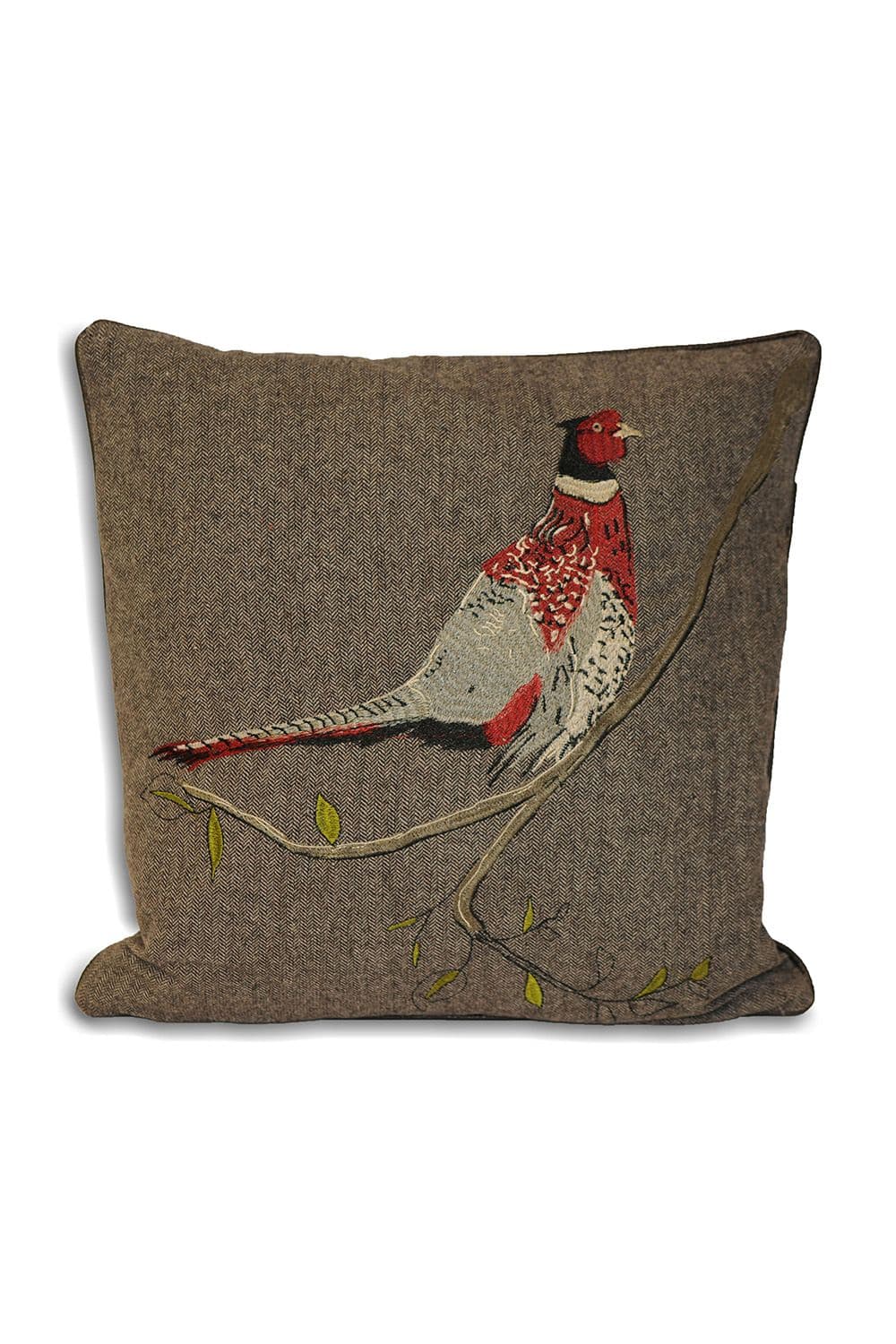 Hunter Herringbone Pheasant Velvet Cushion