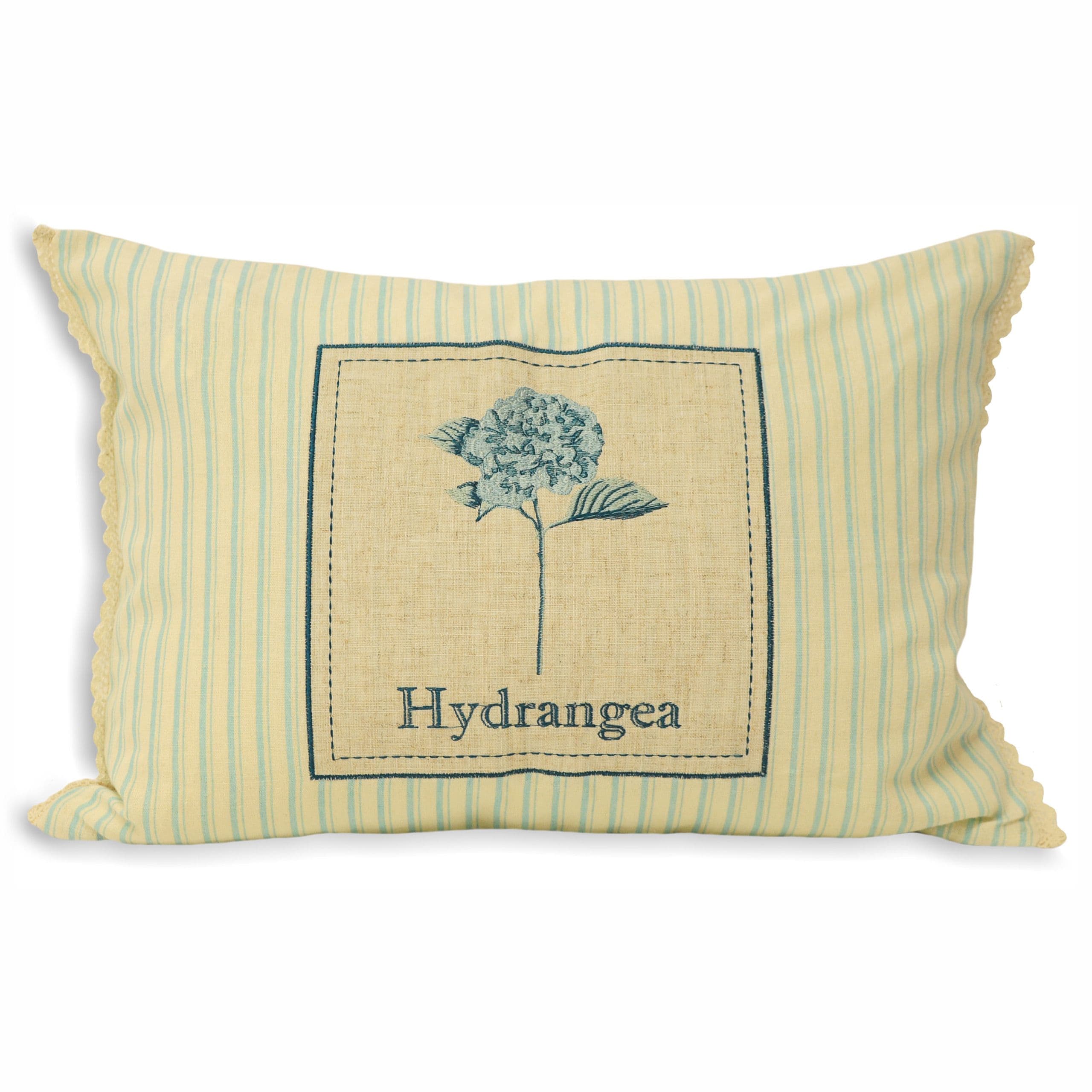 Secret Garden Hydrangea Embroidered Striped Cushion