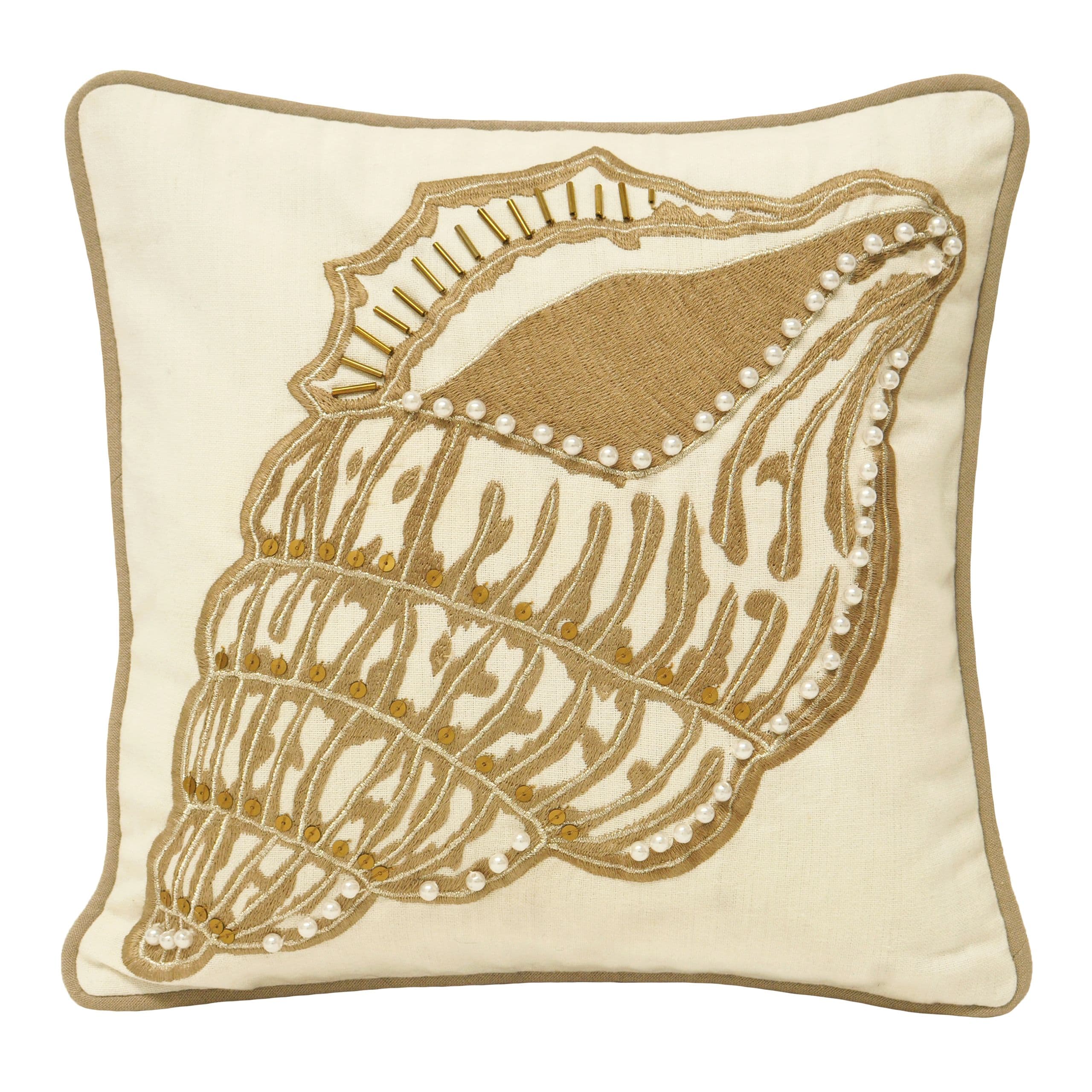 Ionia Shell Embroidered Geometric Cushion