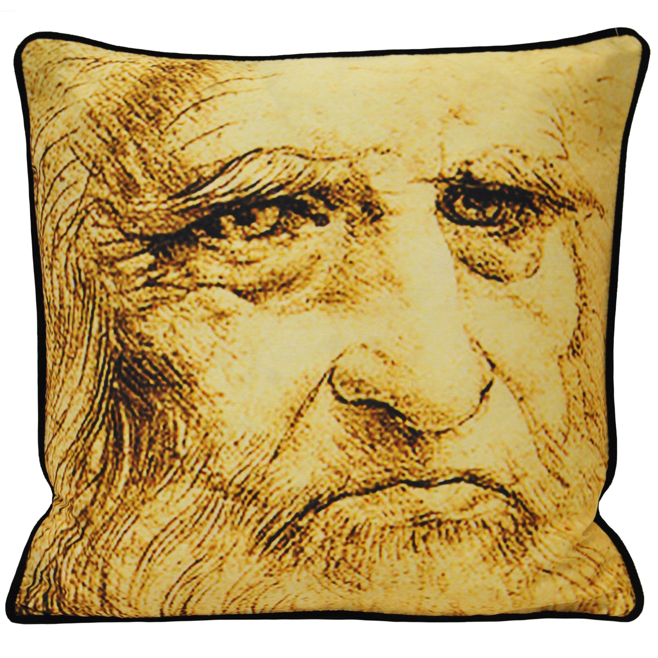 Leonardo Self Portrait Printed Piped Cushion