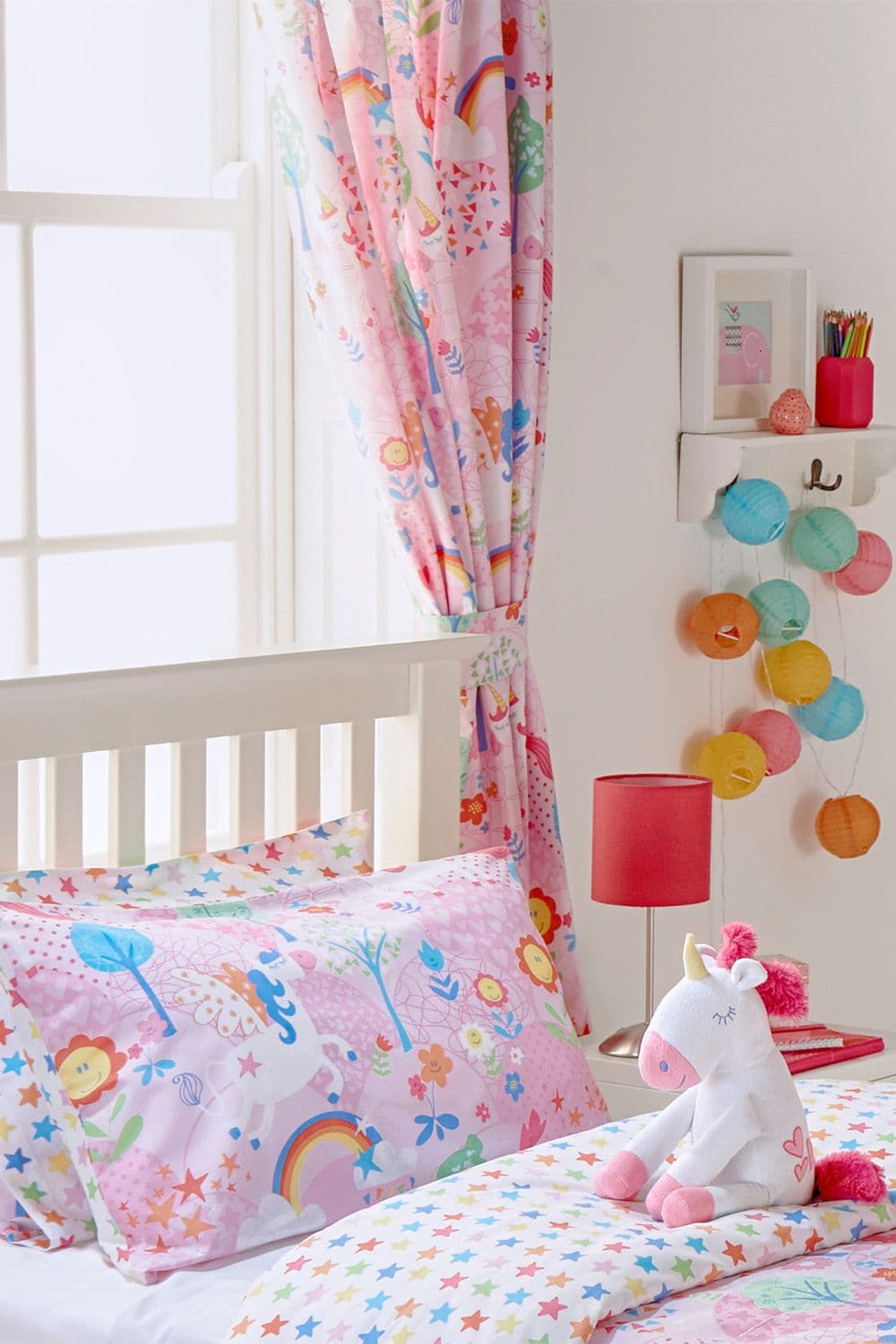 Unicorn Kids Printed Pencil Pleat Curtains