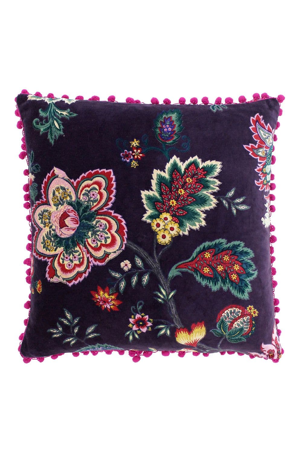 Palampur Floral Printed Pom Pom Trimmed Cushion