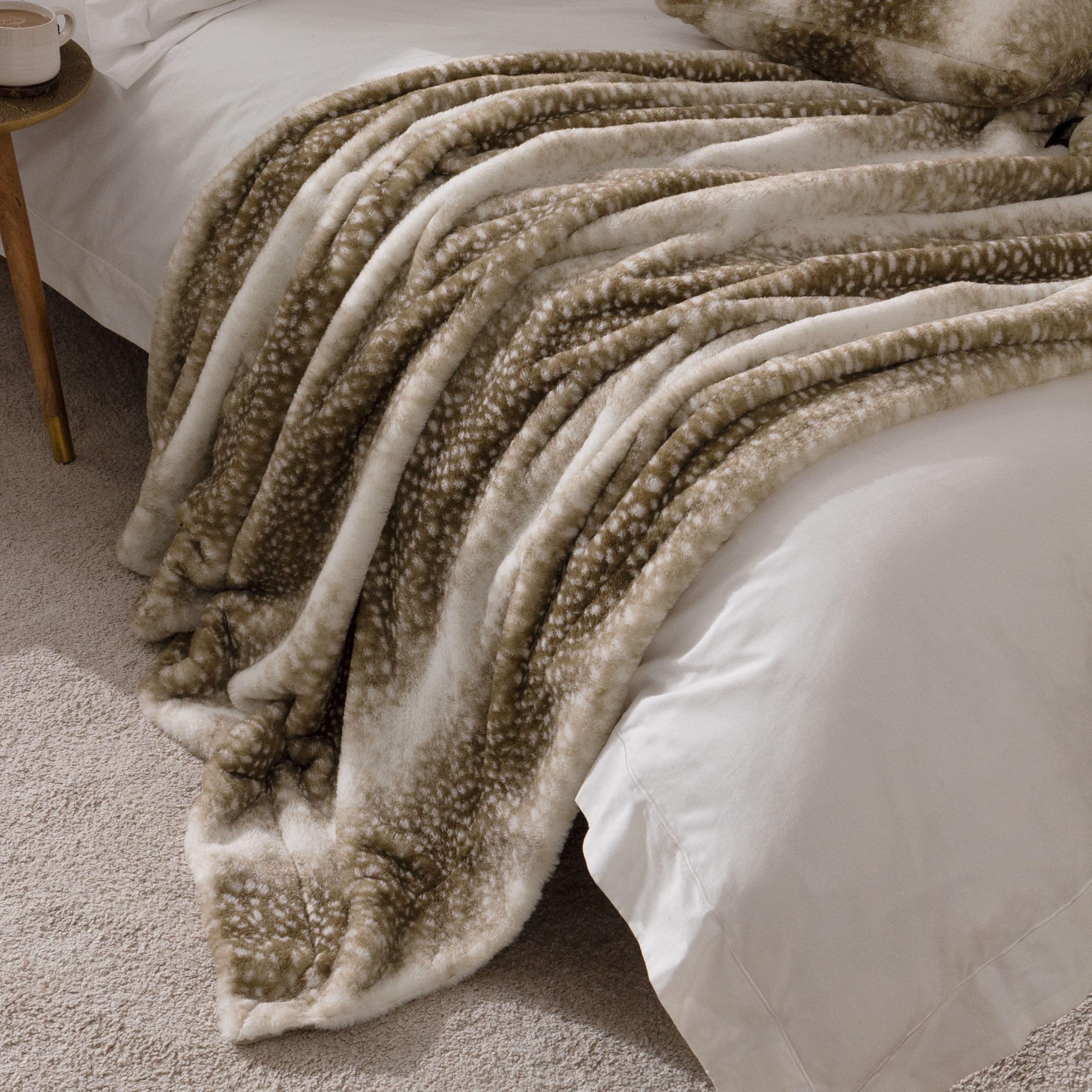 Fawn Printed Faux Fur Throw