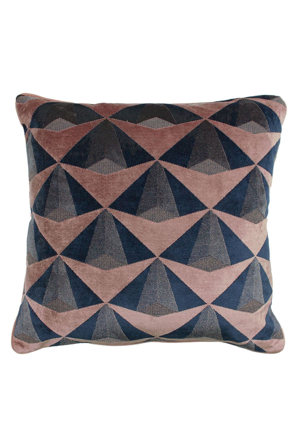 Leveque Velvet Jacquard Geometric Piped Cushion
