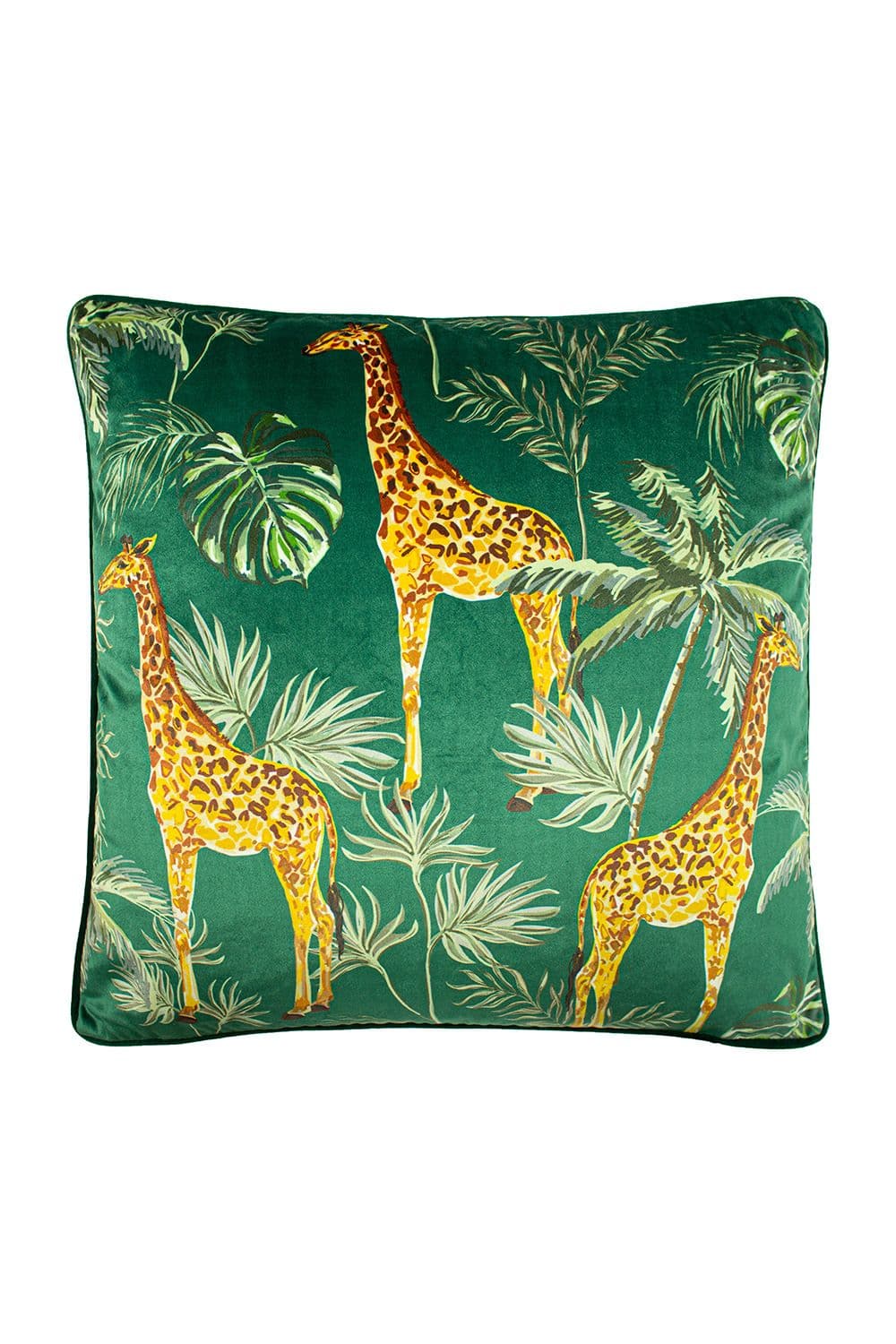 Giraffe Palm Large Soft Velvet Piped Cushion