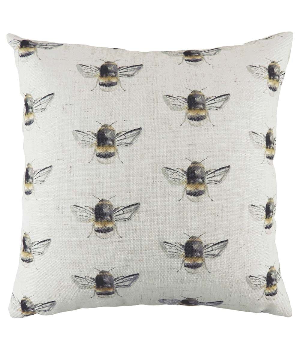 'Bee Happy Repeat' Hand-Painted Bee Cushion