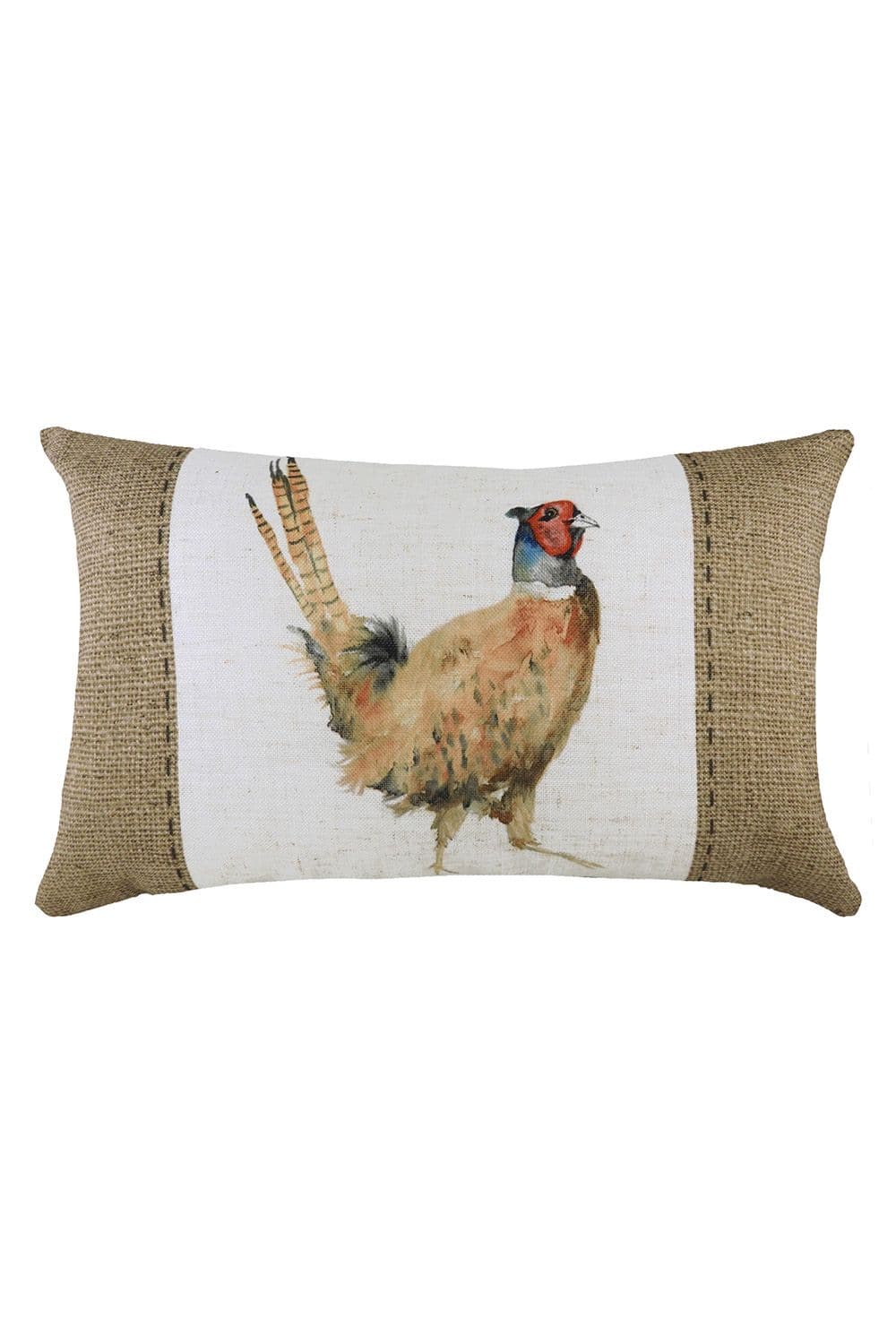 Hessian Pheasant Hand-Painted Printed Cushion