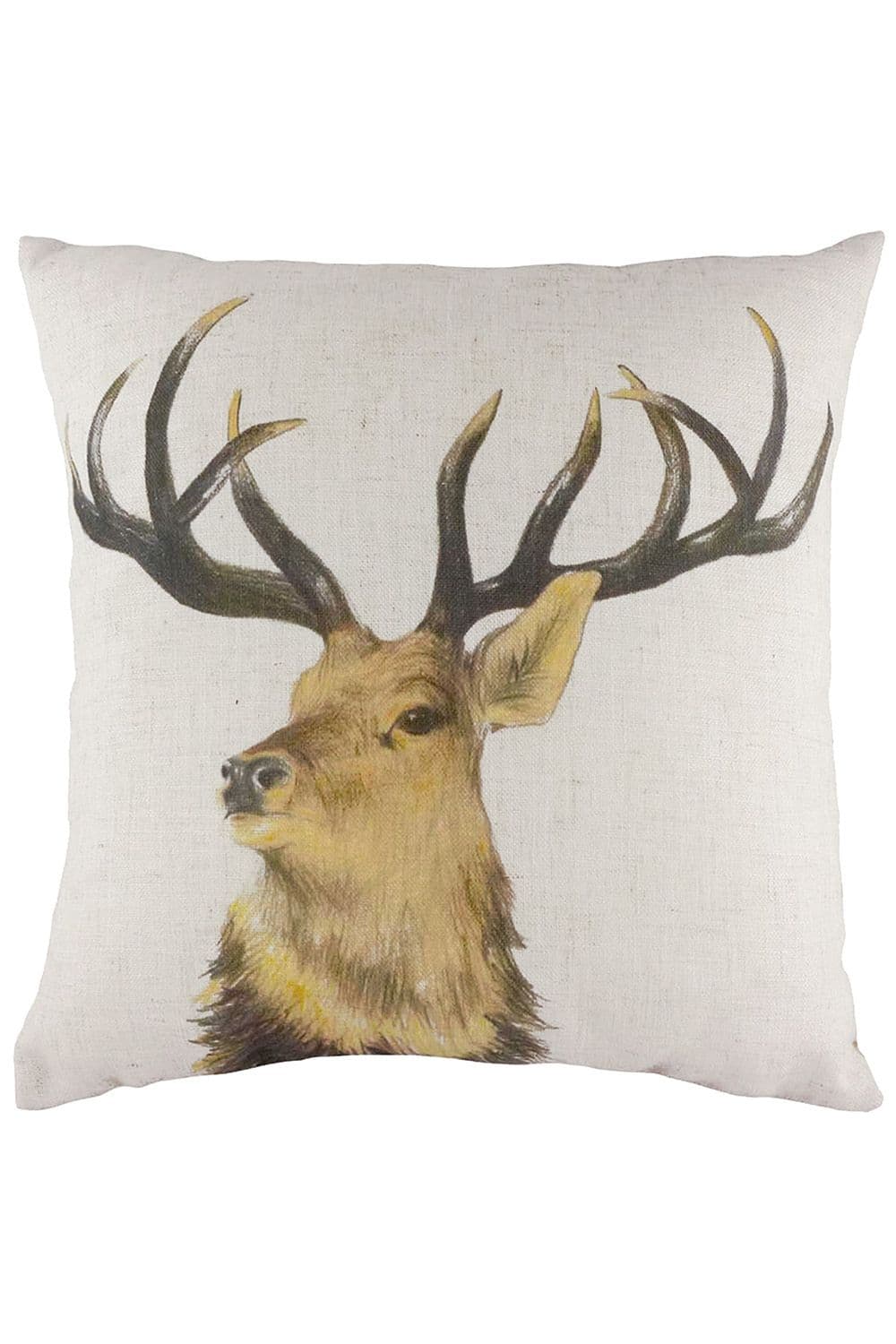 Rural Stag Hand-Painted Watercolour Printed Cushion