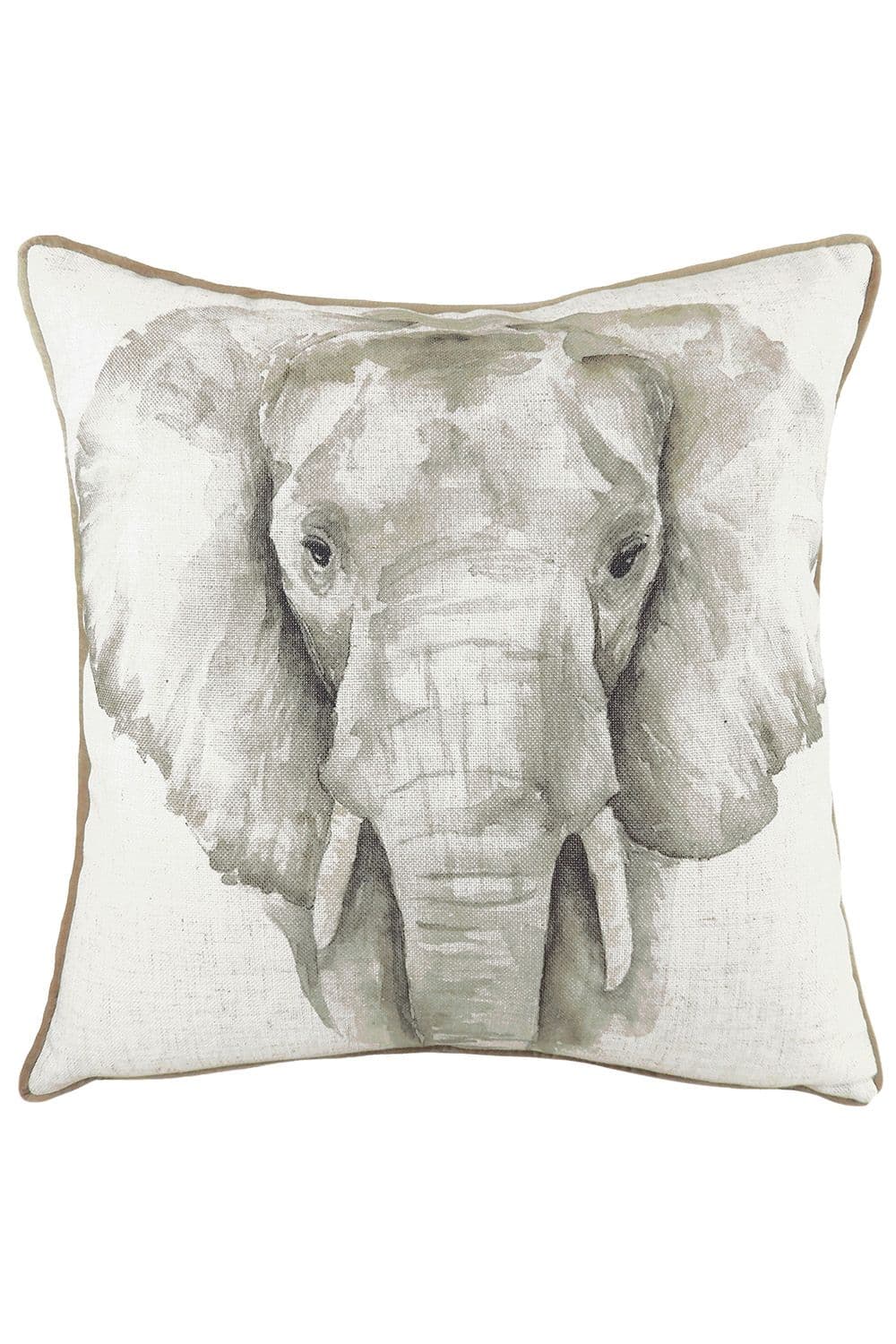 Safari Elephant Hand-Painted Watercolour Printed Cushion