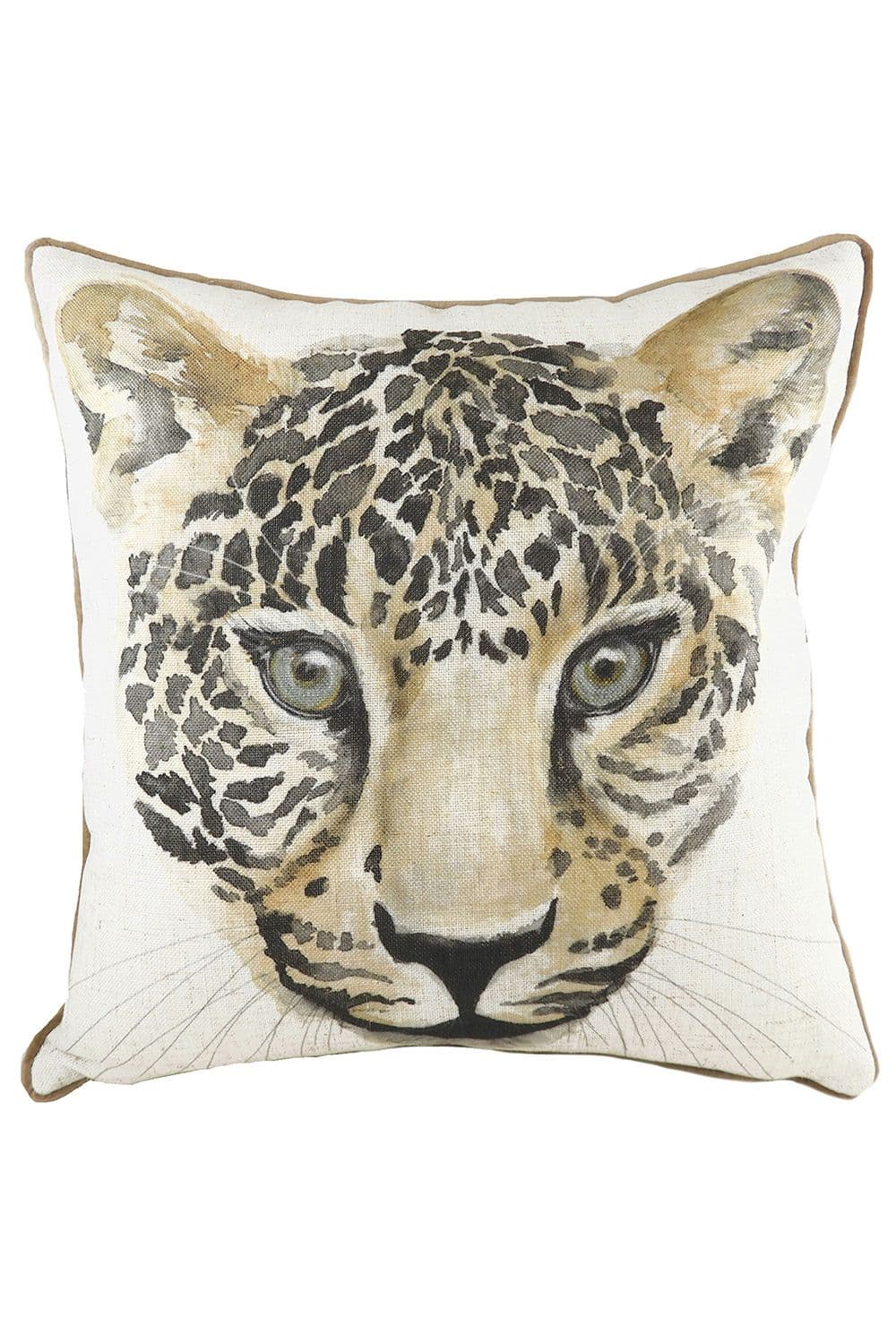 Safari Leopard Hand-Painted Watercolour Printed Cushion