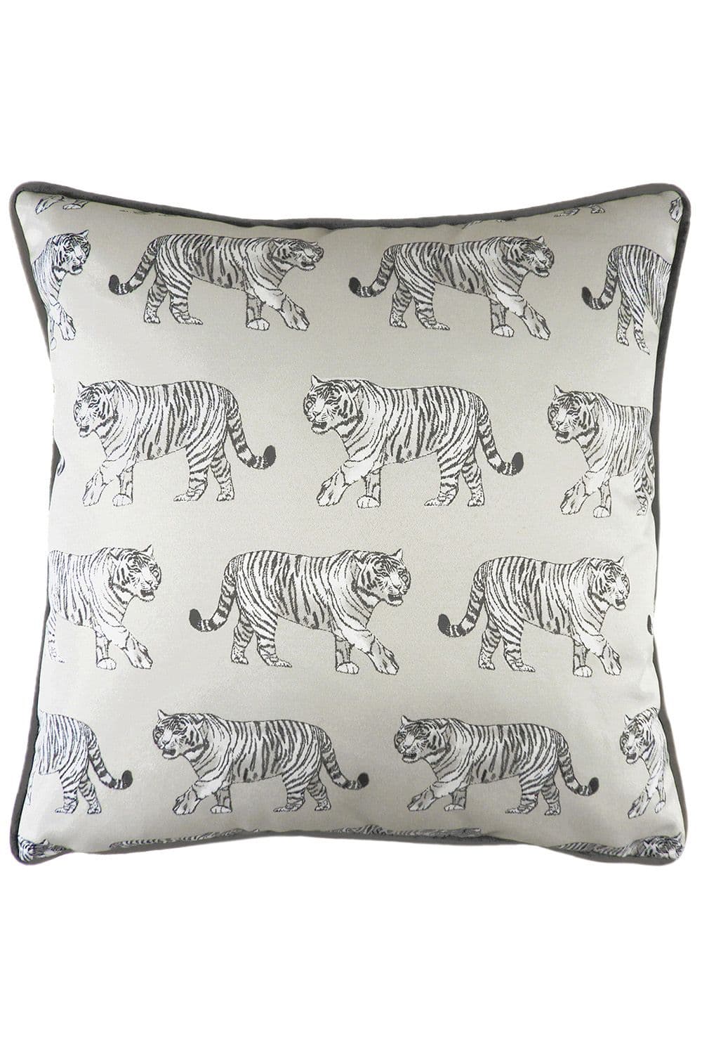 Safari Tiger Repeat Printed Piped Cushion