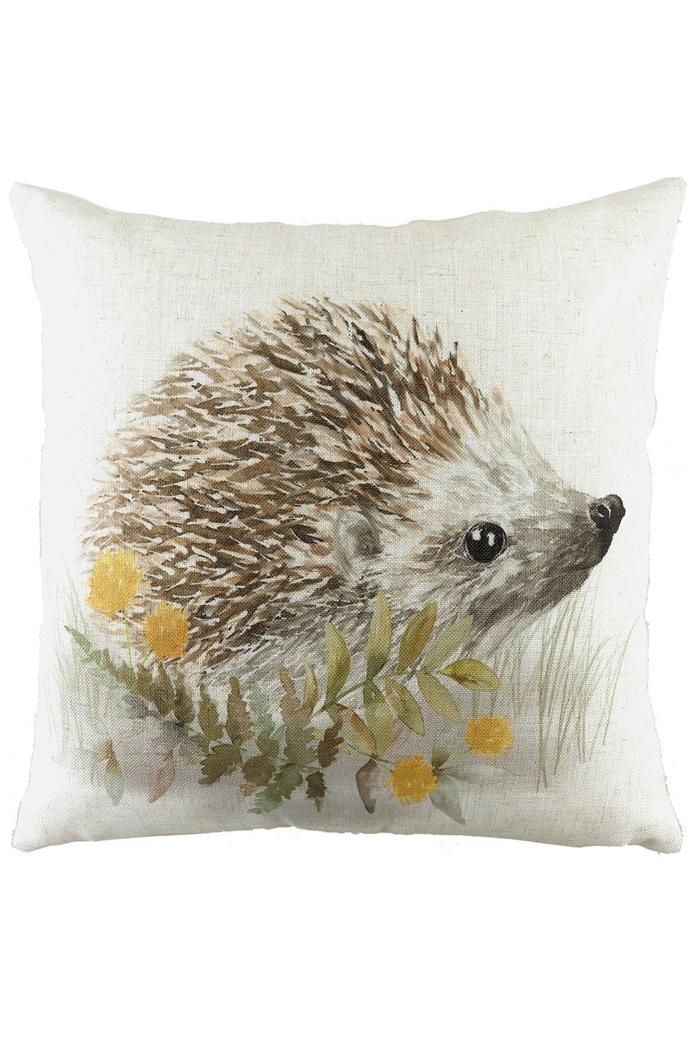 Woodland Hedgehog Hand-Painted Printed Cushion