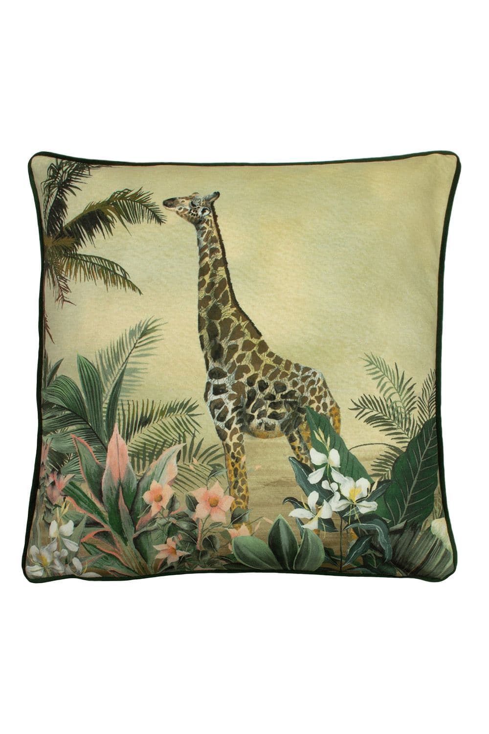 Manyara Giraffe Printed Piped Cushion