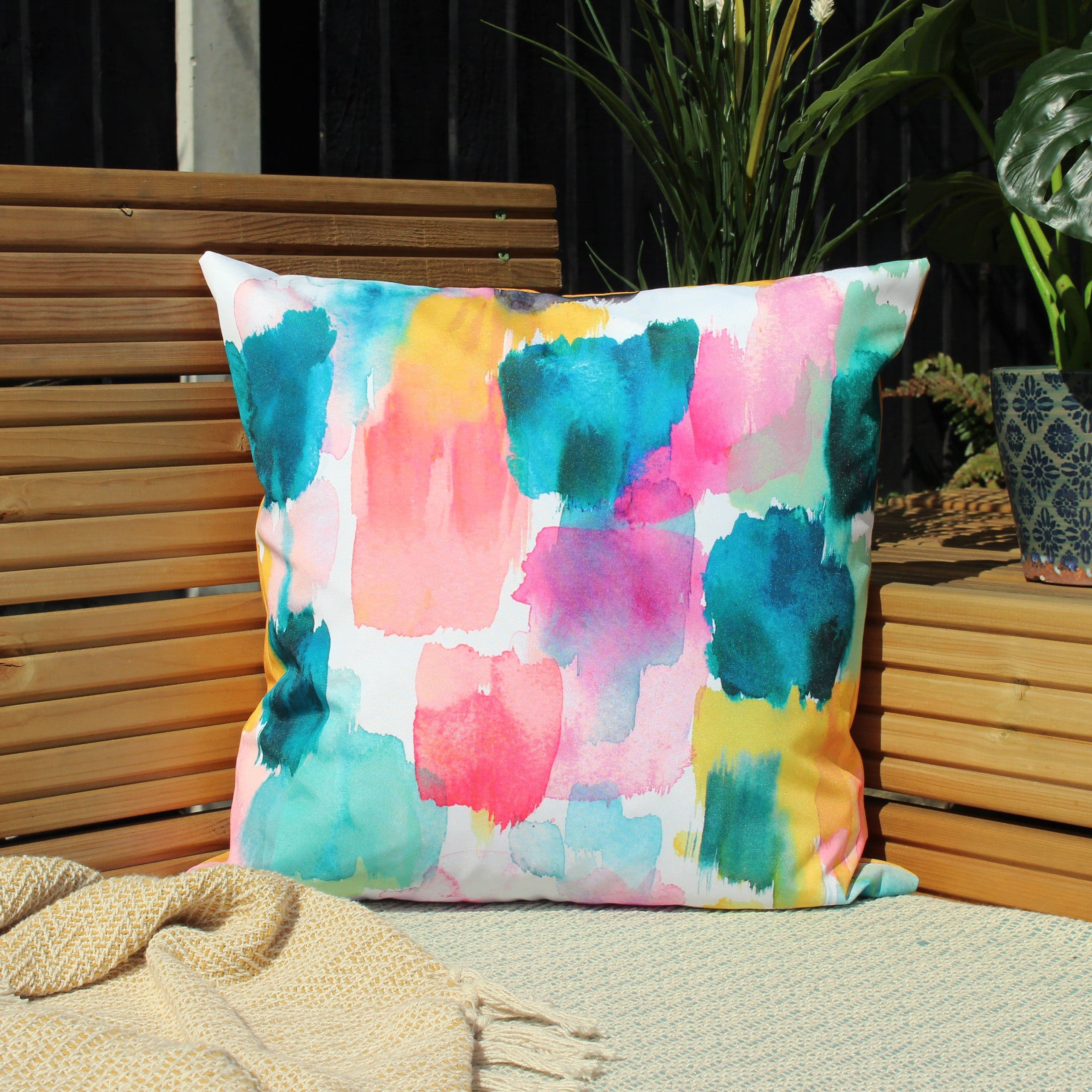 Watercolours Abstract Water & UV Resistant Outdoor Cushion