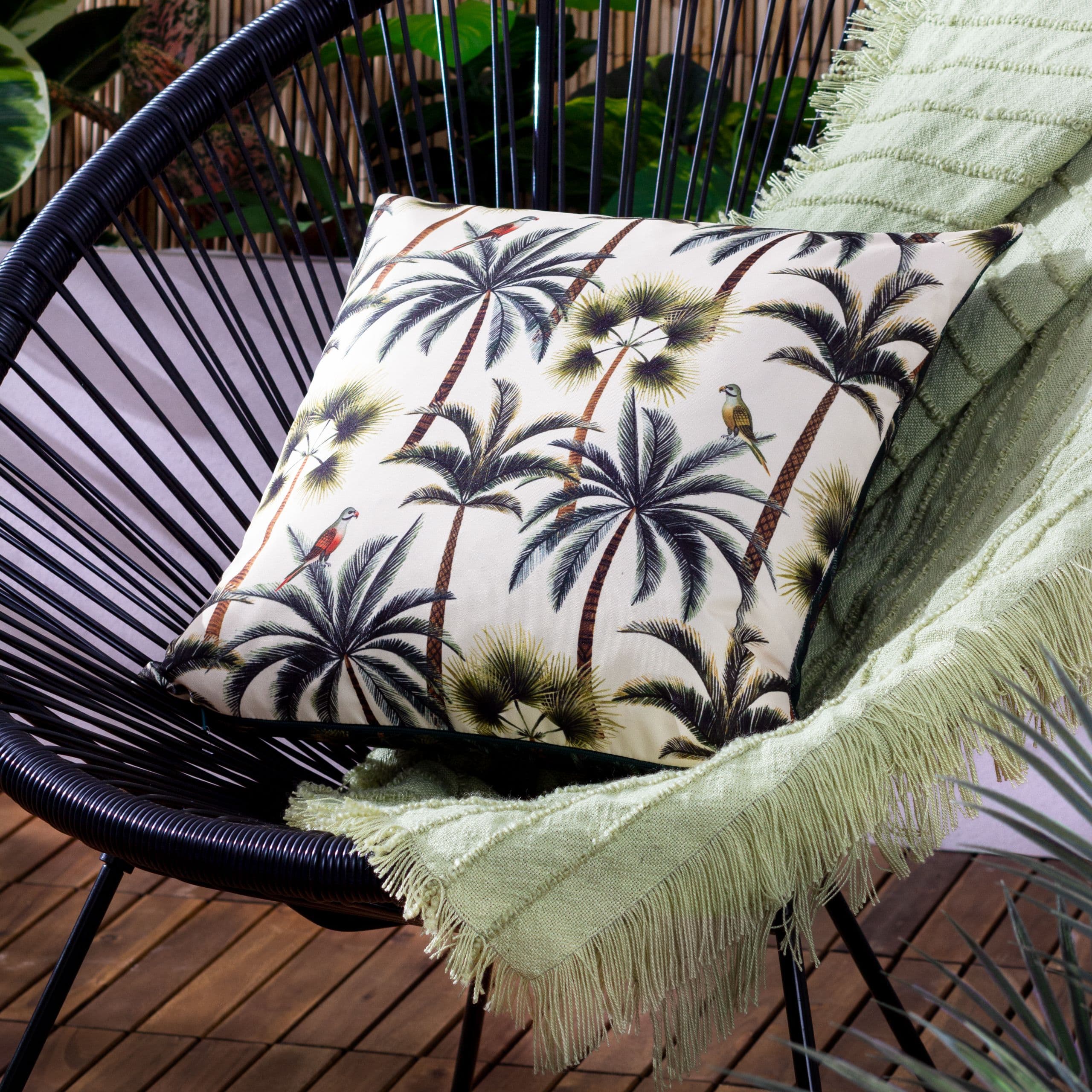 'Palms Square' Tropical Outdoor Cushion