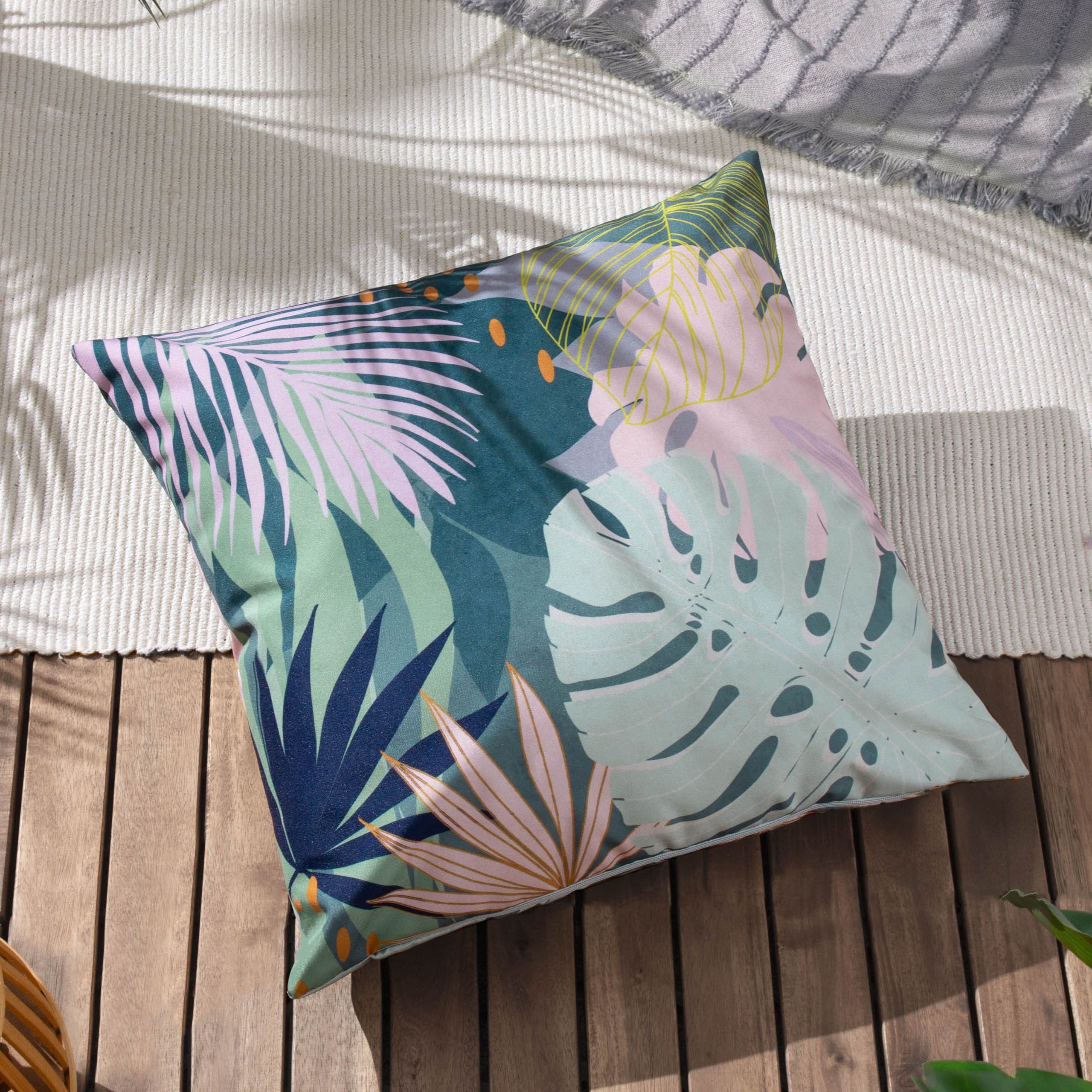 Leafy Palm Sqaure Water & UV Resistant Outdoor Cushion