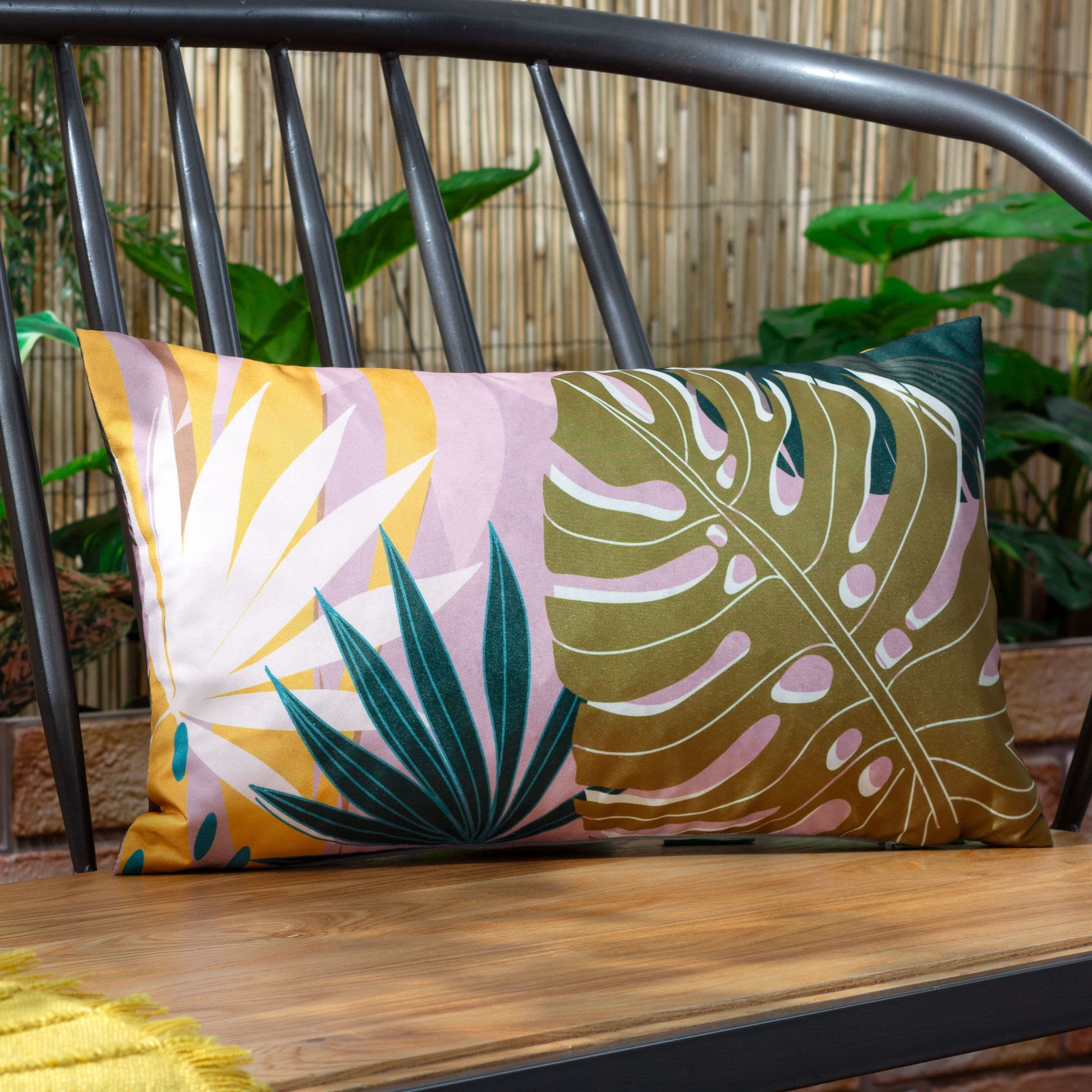 Leafy Palm Rectangular Water & UV Resistant Outdoor Cushion
