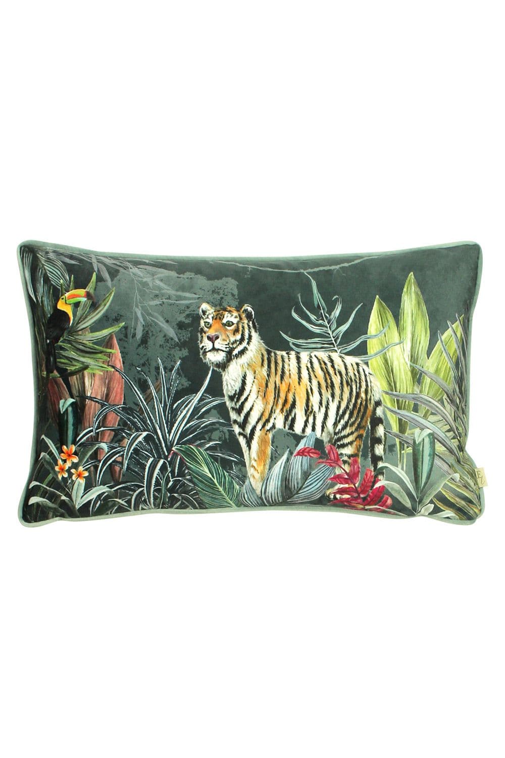 Zinara Tiger Contrast Print Piped Cushion