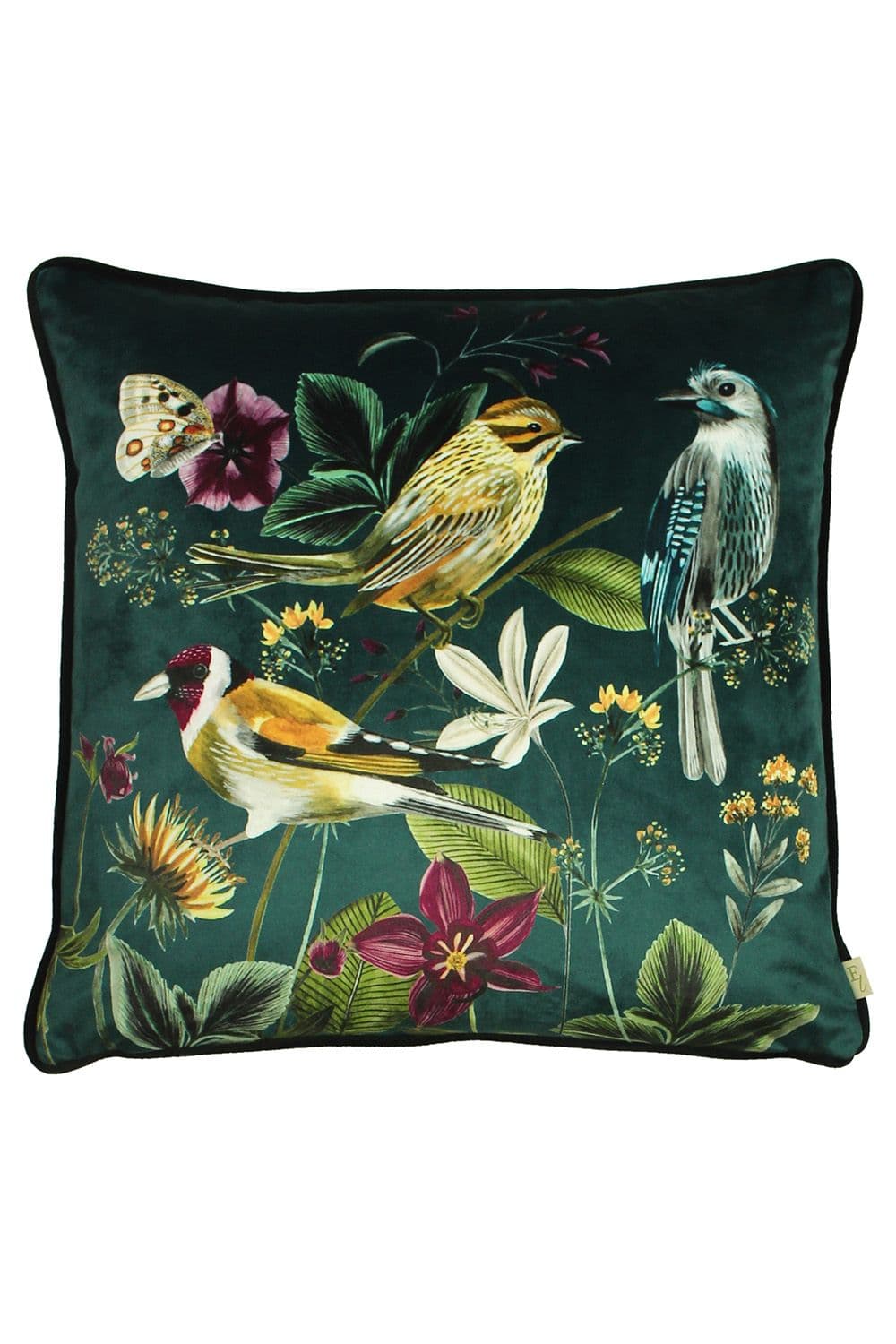 Midnight Garden Birds Printed Cushion