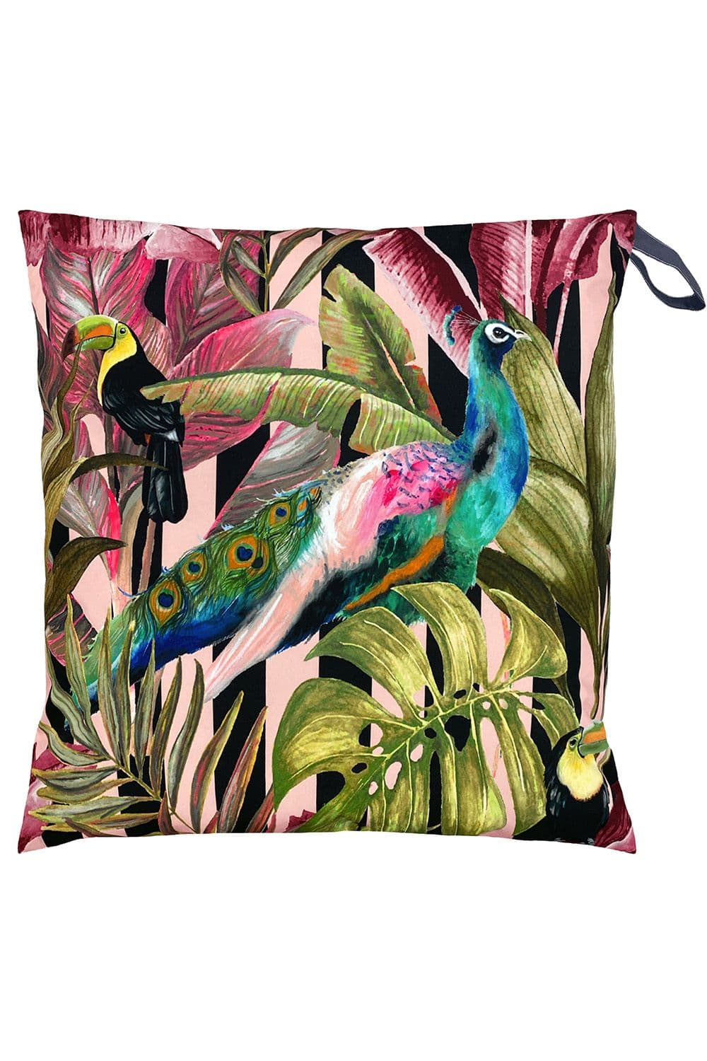 Toucan & Peacock Exotic Water & UV Resistant Outdoor Floor Cushion