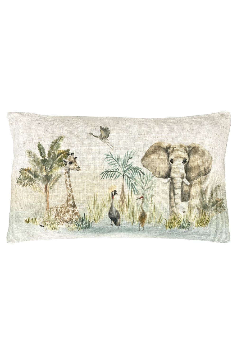 Kenya Scene Hand-Painted Watercolour Printed Cushion